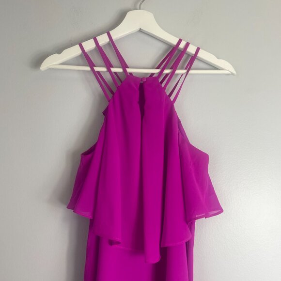 Gianni Bini Marine Ruffles Halter Mini Dress Size XS in Hot Pink Party - Picture 4 of 8